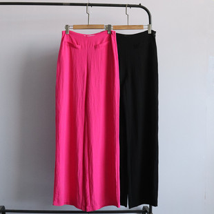 夏季外贸新款女装裤子韩版简约时尚薄款高腰宽松显瘦阔腿休闲裤女