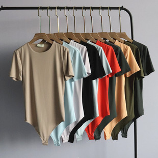 女装 短袖 韩版 高弹力防走光三角裤 连体衣 百搭简约时尚 春夏外贸新款