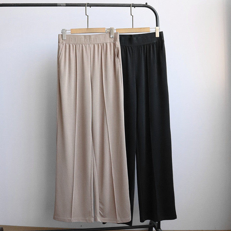 春秋季外贸新款女装简约时尚针织弹力高腰宽松显瘦直筒阔腿休闲裤,女装/女士精品,休闲裤,淘宝优惠券,粉丝福利购,淘宝优惠卷
