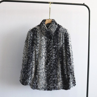 秋冬季外贸新款女装韩版百搭简约时尚宽松气质仿皮草立领保暖外套