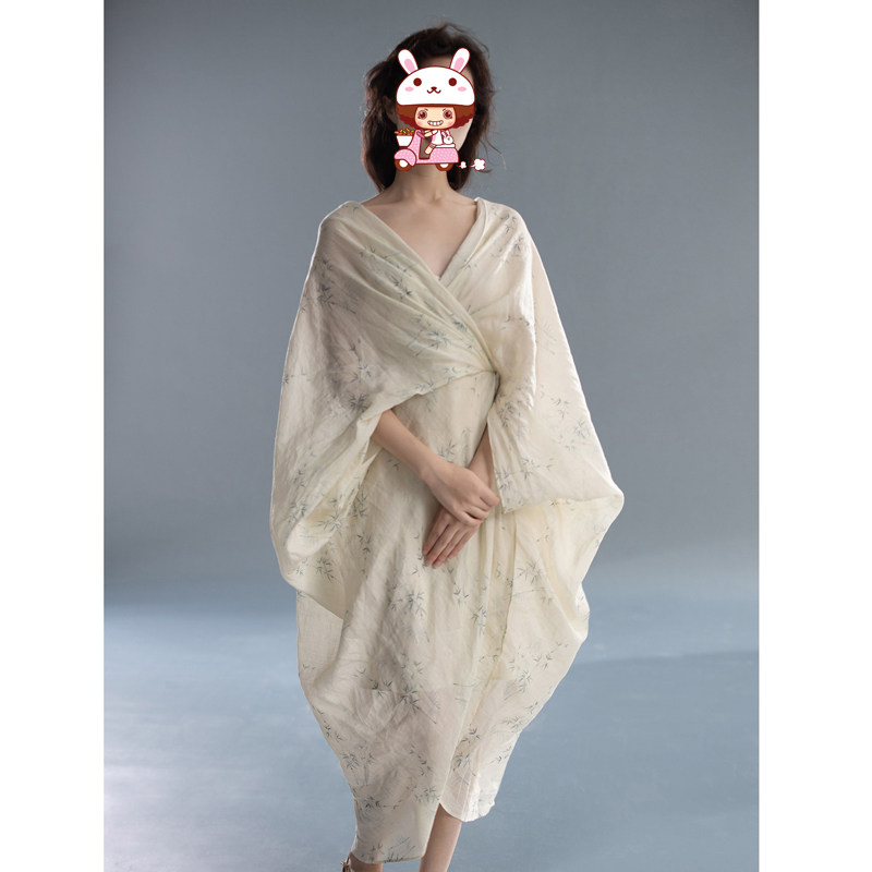 新中式麻苎国风创意汉服裙子显背薄连衣裙佛系禅意旅游长裙春夏