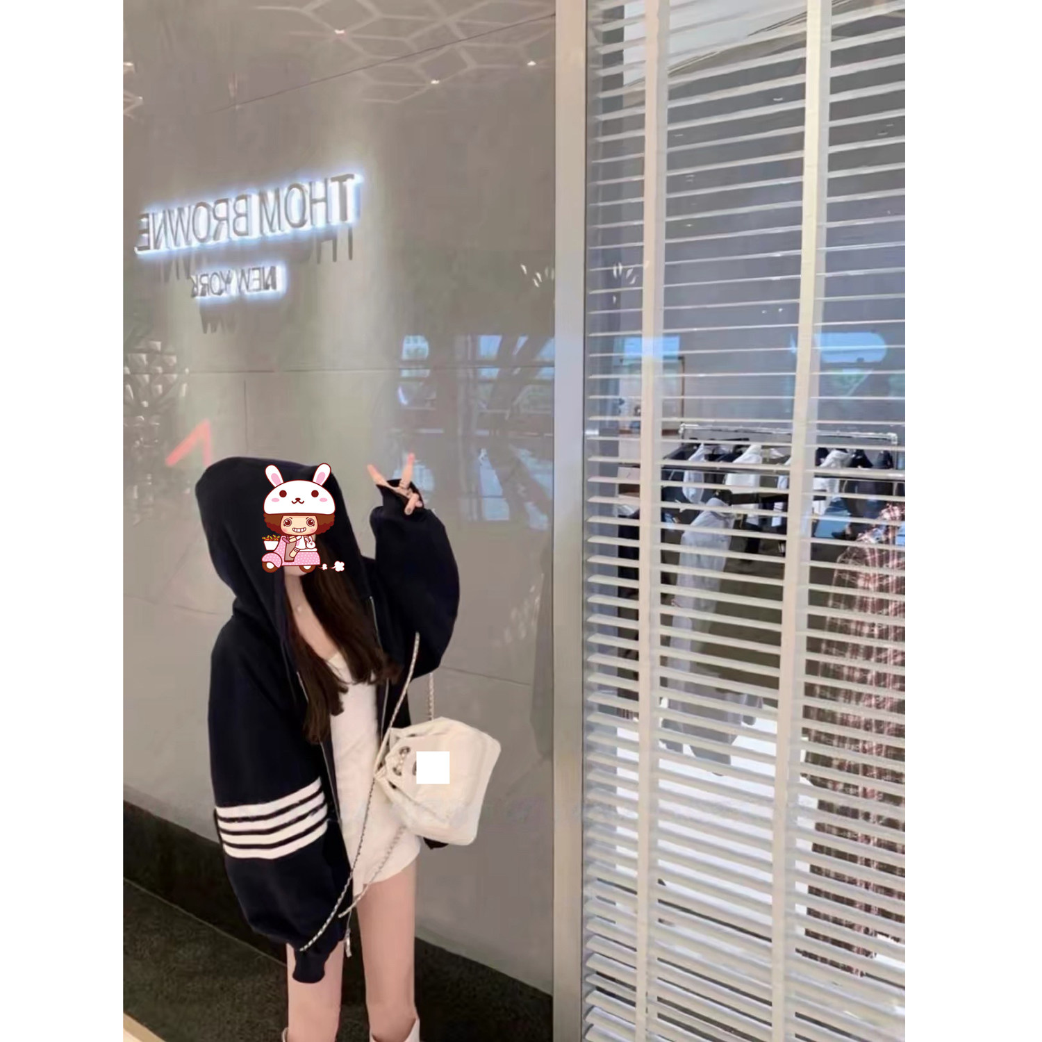 入购!BT TSONN.经典华夫格卫衣情侣柜潮牌大版宽松拉链外套女专