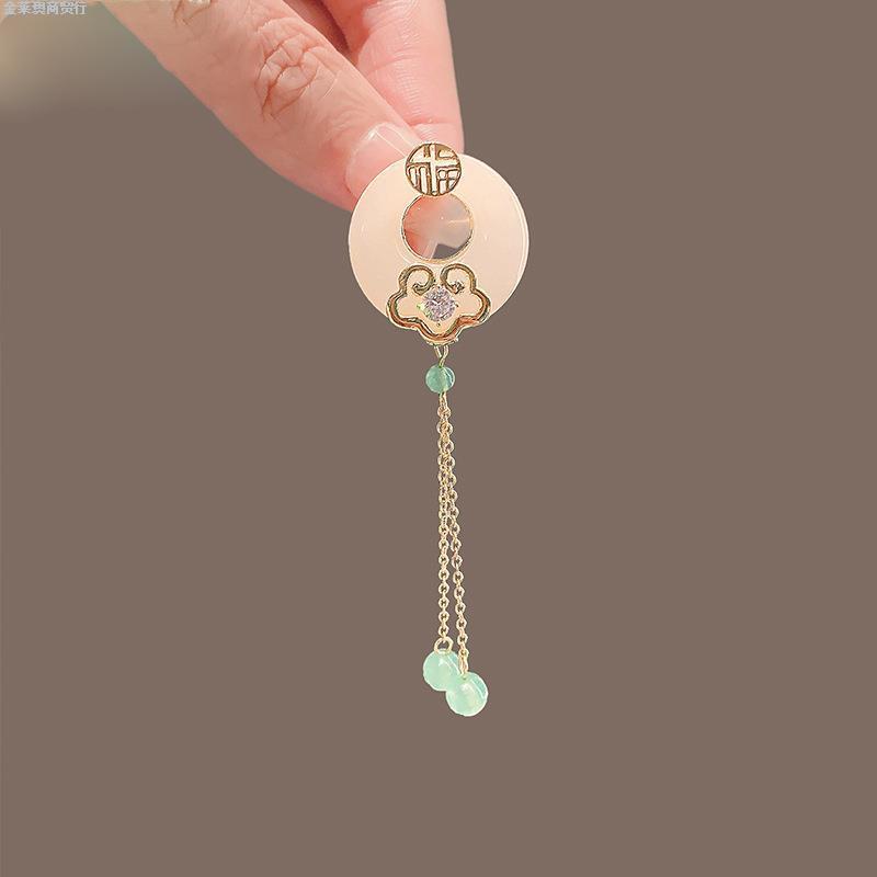 福字如意平安扣防走光胸针女高档古风流苏新中式旗袍西装配饰胸花