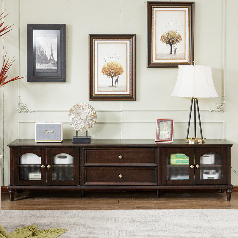 美式纯实木落地电视柜客厅2024新款法式复古轻奢高级感中古风茶几