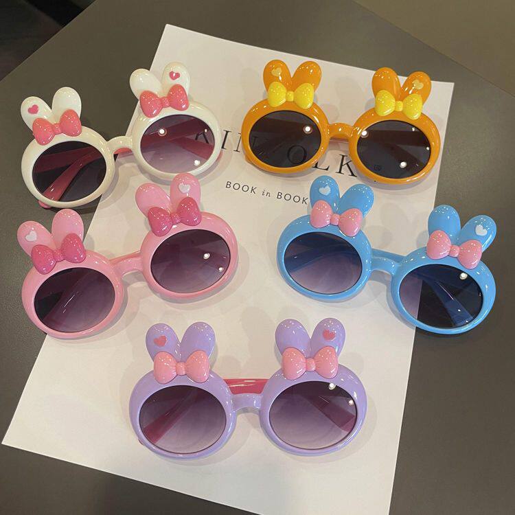 女孩儿童太阳镜可爱小兔子造型男女童宝宝遮阳眼镜彩色镜框时尚