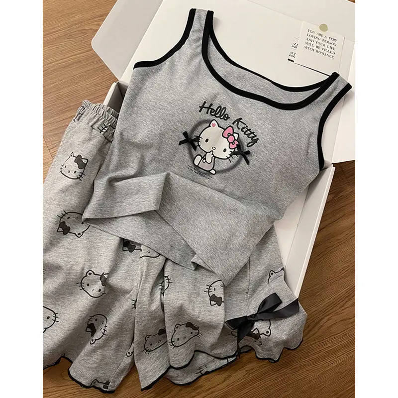 凯蒂猫ins风夏季睡衣女可爱hellokitty背心短裤家居休闲套装