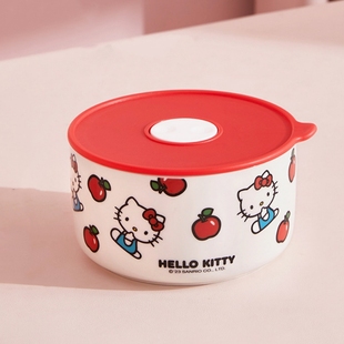 凯蒂猫饭盒密封学生上班族嗨喽kt保鲜碗微波炉加热圆Kitty便当盒