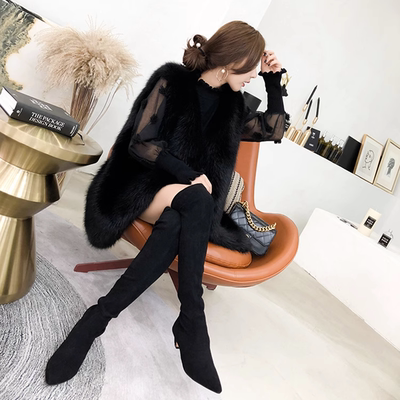 若伊凯百搭仿皮草中长款韩版马夹