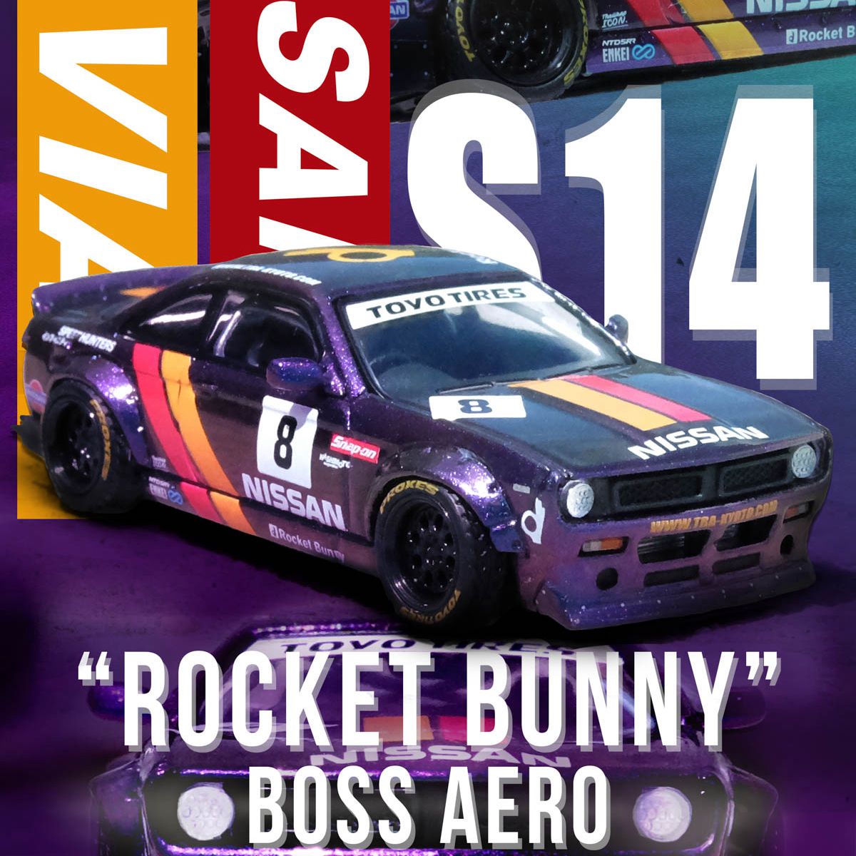 新品定 INNO 1:64 尼桑SILVIA S14 BOSS ROCKET BUNNY 合金车模