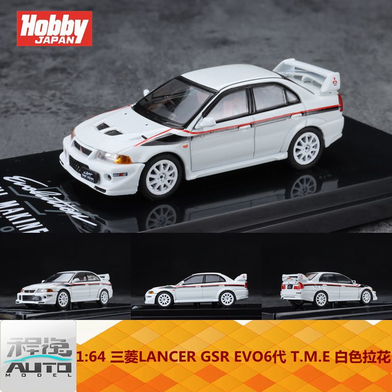 hobby japan 1:64 三菱lancer gsr evo6 t.m.e 白色拉花 合金车模