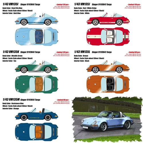 [程逸预售] Make up 1:43 保时捷 Singer 911 964 Targa 树脂车模