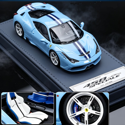 程逸独家 Elaborare Model 1:43 458 speciale 普拉塔蓝 树脂车模