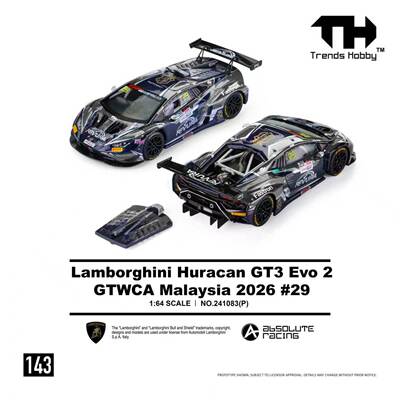 [程逸预售]Trends TH 1:64 兰博基尼 Huracan GT3 EVO2 GTWCA 29#