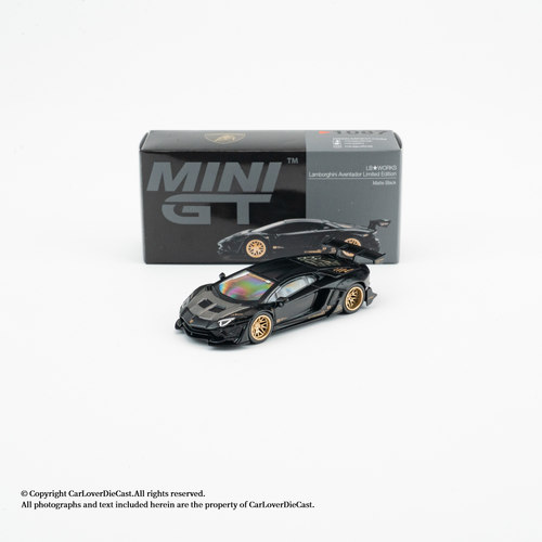 MINIGT 1:64 兰博基尼 LB宽体 大牛 黑色金轮 合金汽车模型 1087