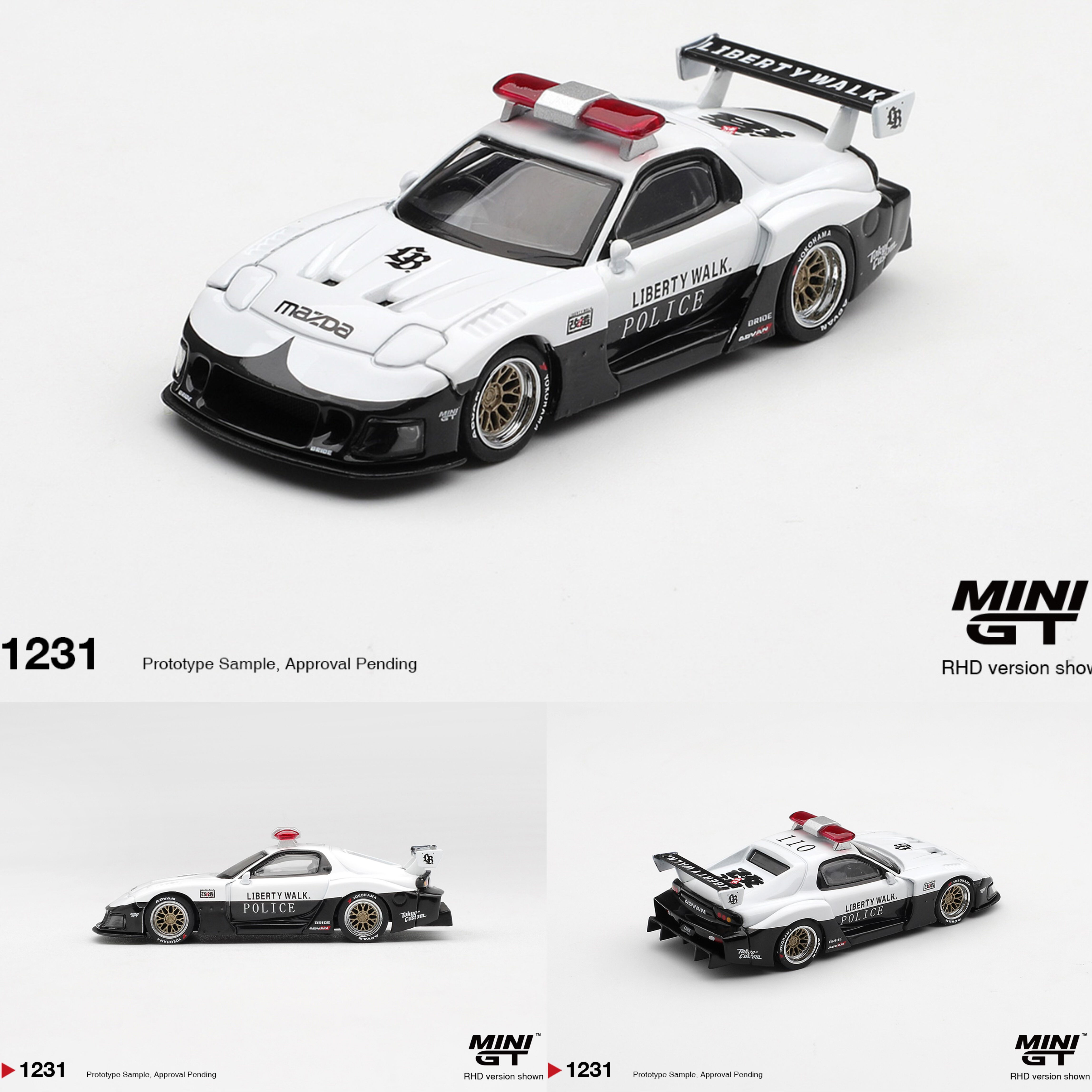 预售 MINIGT1:64马自达 RX7 LB super Silhouette 警车 1231 车模图片