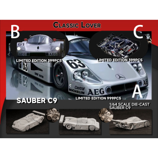 新品定 Classic Lover CL 1:64 奔驰 Sauber C9  合金汽车模型