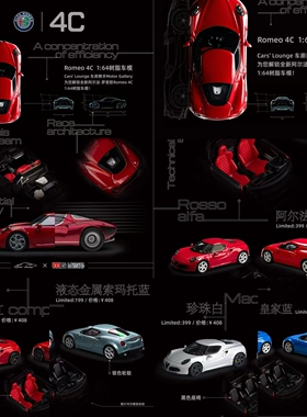 [程逸预售]CL车廊 1:64 阿尔法·罗密欧Romeo 4C树脂车模！