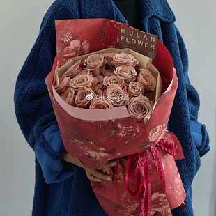 花艺牡丹花元素油画diy包装纸鲜花花束花艺礼品牛皮纸梦境后花园