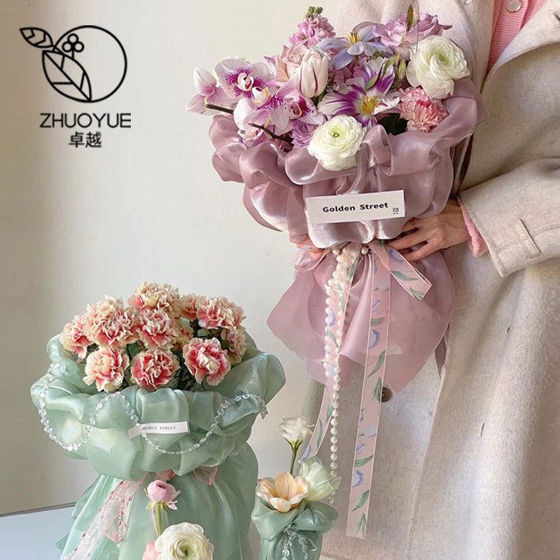 小香风真丝包花布高端冰丝网纱布