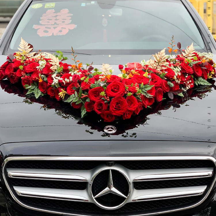 婚车花泥v字形装饰带吸盘插花底座大v花车婚庆花店结婚材料用品