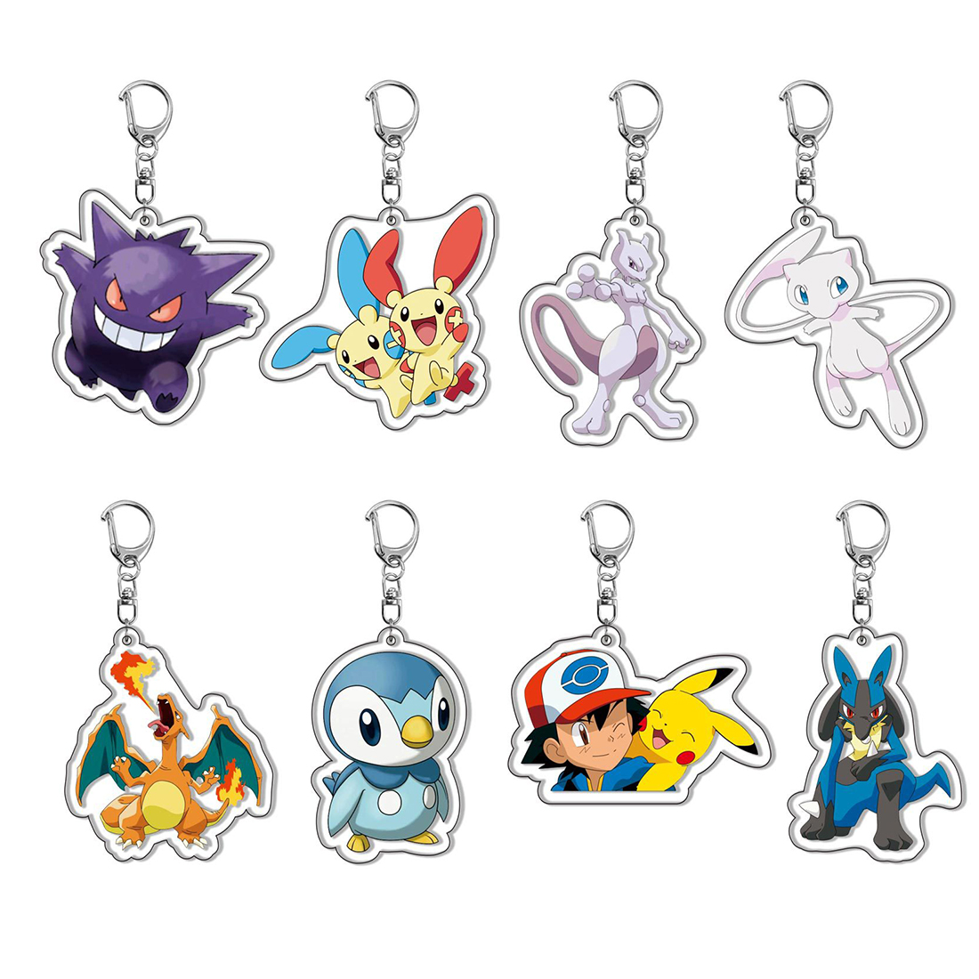 宝可梦夹层钥匙扣周边伊布动漫同人挂件二次元礼物可爱包包挂饰