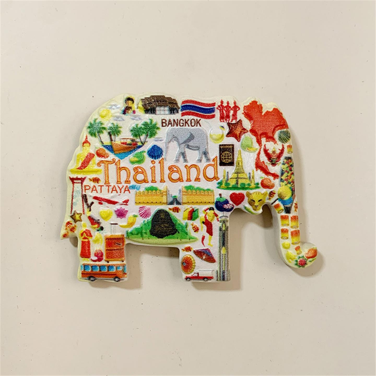 泰国图标大象立体彩绘冰箱贴东南亚磁性贴世界城市旅游纪念品礼物