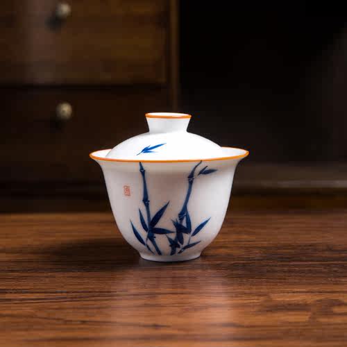 釉下彩手绘80ml陶瓷盖碗试茶