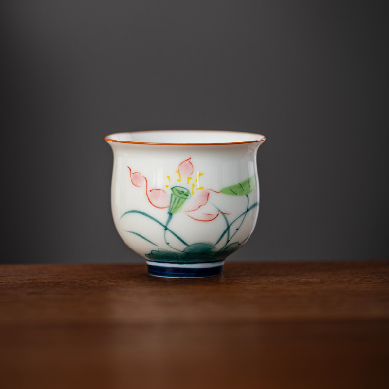 釉下彩手绘品茗杯陶瓷文人喝茶杯主人杯功夫茶具聚香杯个人专用杯,餐饮具,茶杯,淘宝优惠券,粉丝福利购,淘宝优惠卷