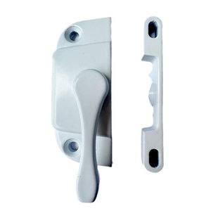 搭扣门锁白色钩锁长柄平移铝合金窗户锁推拉月牙锁塑钢门窗老式