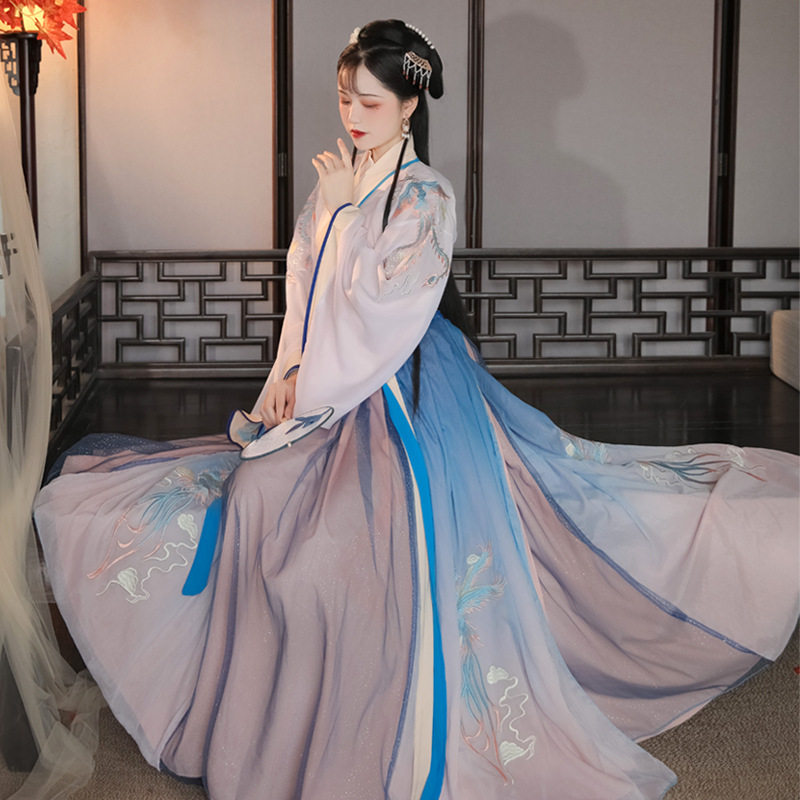 凤羽汉服女交领齐腰襦裙仙气古装汉服套装