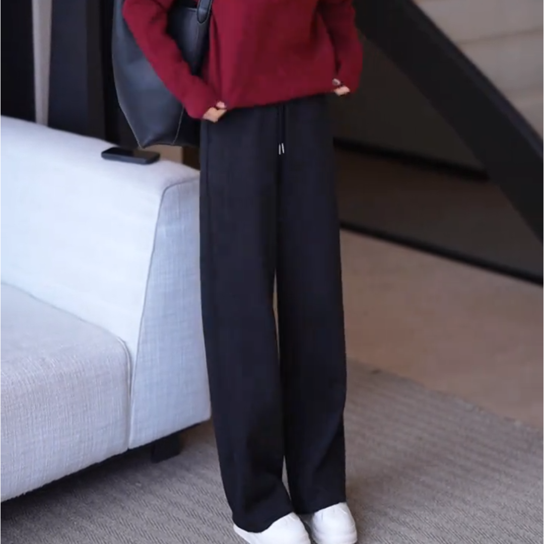 高级感松紧腰窄版显瘦抽绳直筒卫裤女2026春秋百搭软糯垂感休闲裤,女装/女士精品,大码裤装,淘宝优惠券,粉丝福利购,淘宝优惠卷