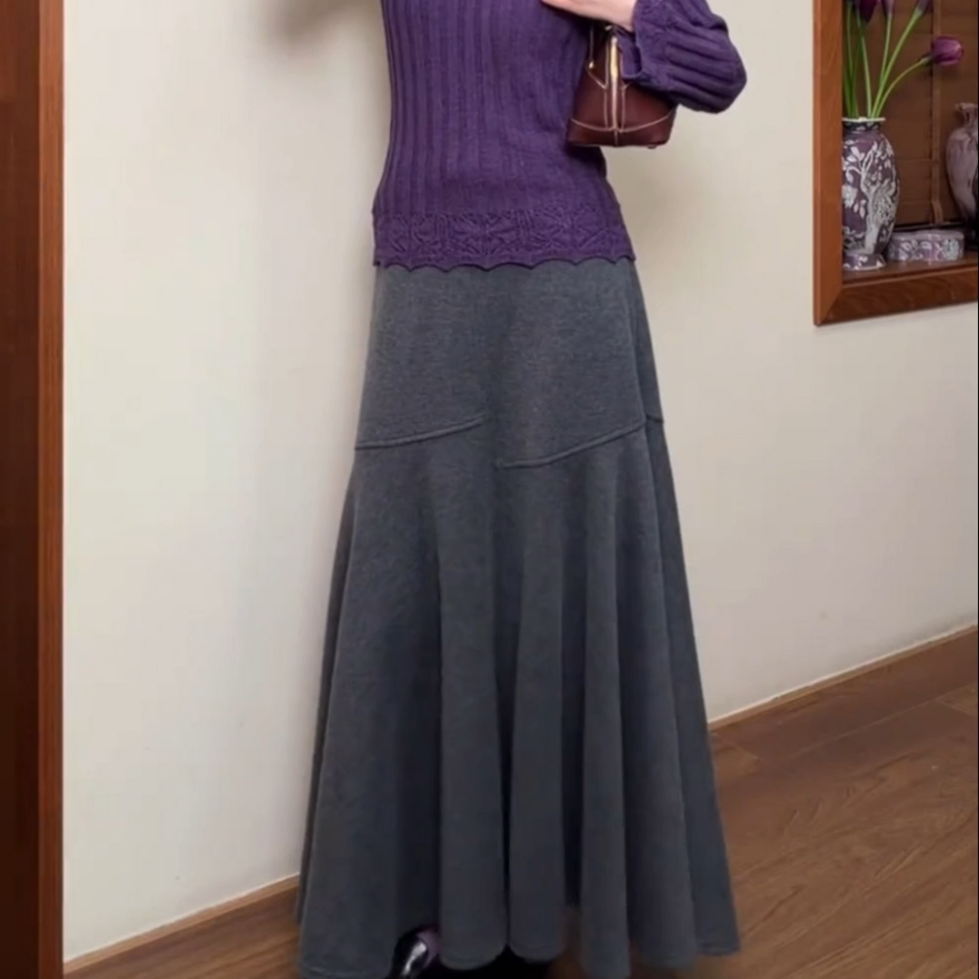 深灰色高级感简约厚实毛呢半身裙女冬季新款时尚高腰显瘦大摆长裙,女装/女士精品,大码半身裙,淘宝优惠券,粉丝福利购,淘宝优惠卷