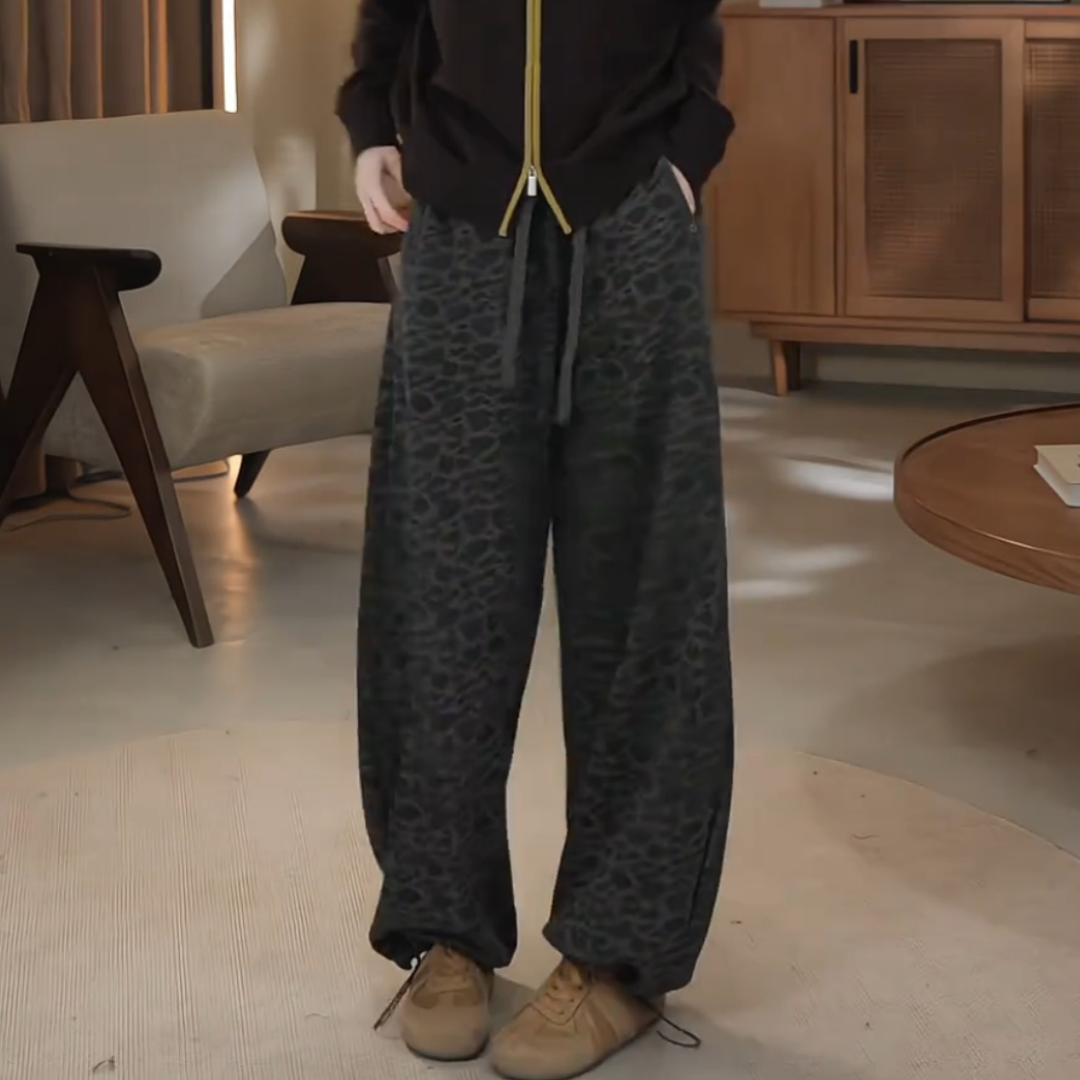 加绒厚实保暖抽绳可束脚弯刀裤女