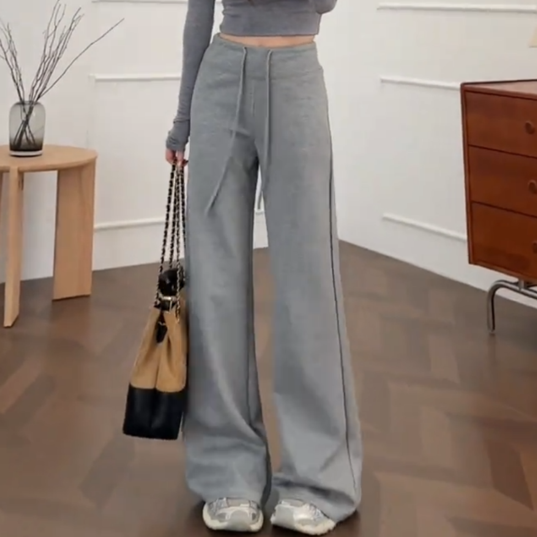 慵懒风灰色显瘦抽绳松紧腰窄版微喇裤春夏百搭舒适软糯垂感休闲裤,女装/女士精品,大码裤装,淘宝优惠券,粉丝福利购,淘宝优惠卷