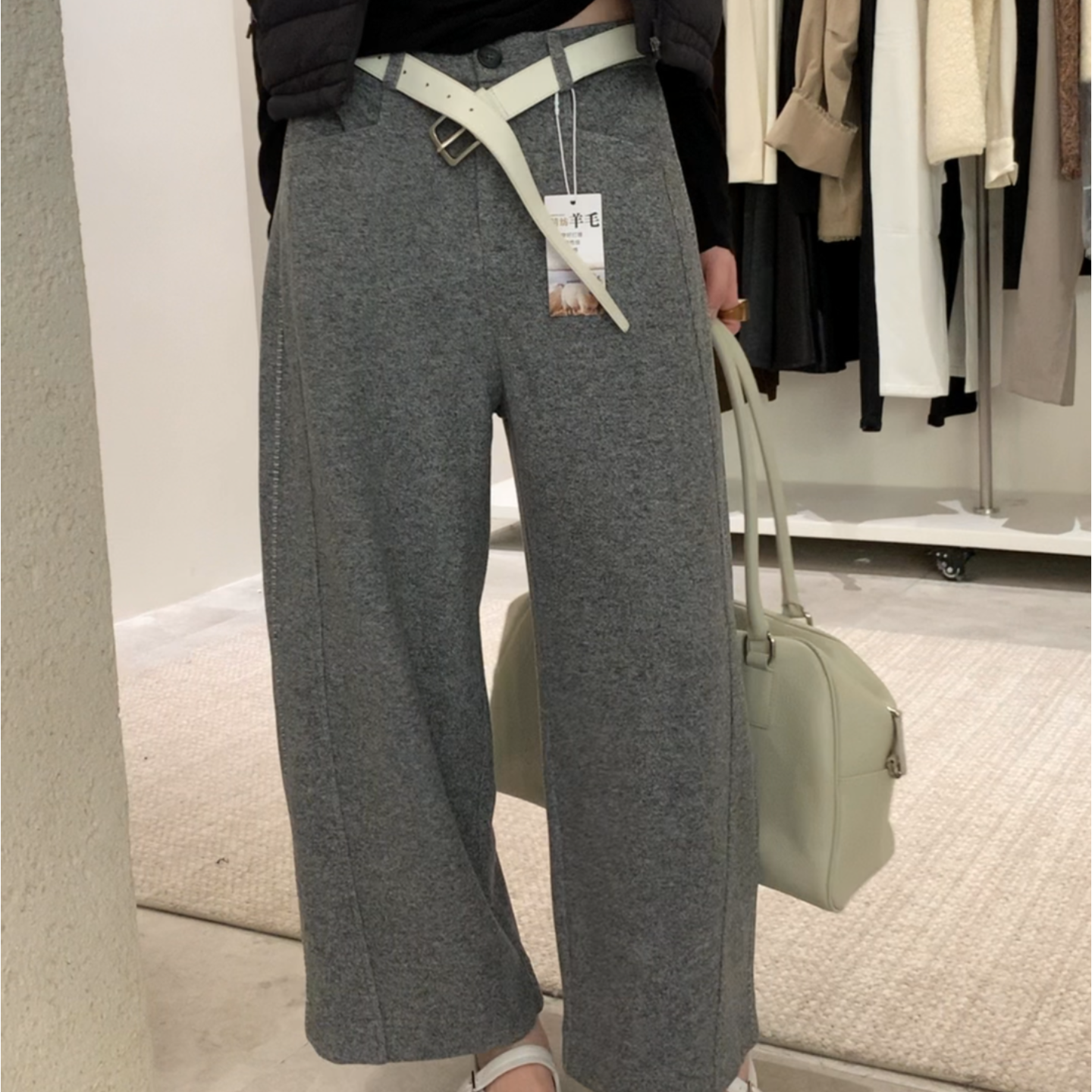 欧货洋气高克重加厚毛呢九分裤