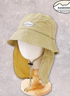 日本 3COINs randoneed卡其色 野营 户外 遮阳帽 护颈帽 渔夫帽