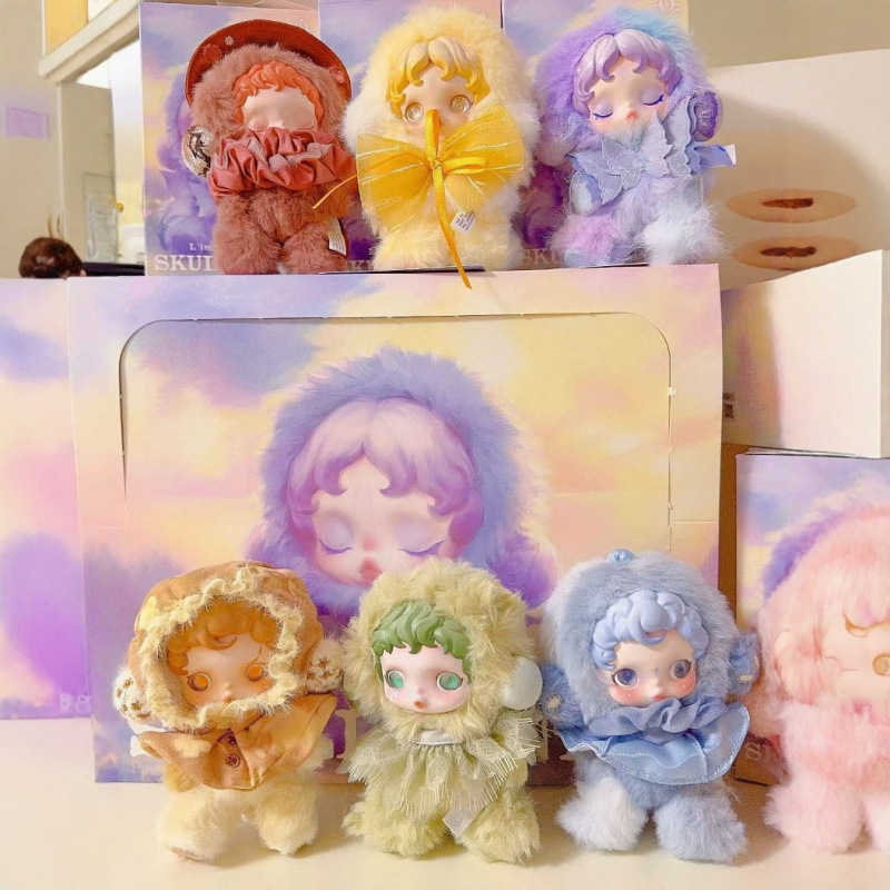 SKULLPANDA系列SP二代搪胶POPMARTLabubu毛绒玩偶挂件盲盒公仔