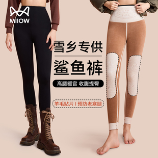 外穿收腹提臀瑜伽裤 加绒加厚保暖打底裤 女2026新款 猫人高腰鲨鱼裤