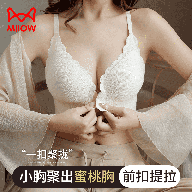 猫人性感聚拢小胸收副乳前扣内衣
