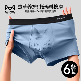 純棉托瑪琳按摩顆粒10A抗菌蟲草養護四角褲 內褲 貓人喚醒野獸男士