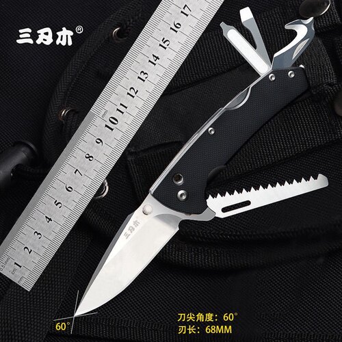 三刃木7106高硬度户外折叠小刀野外求生防身多功能工具