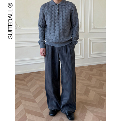 ALLFIT垂感老钱风条纹西裤