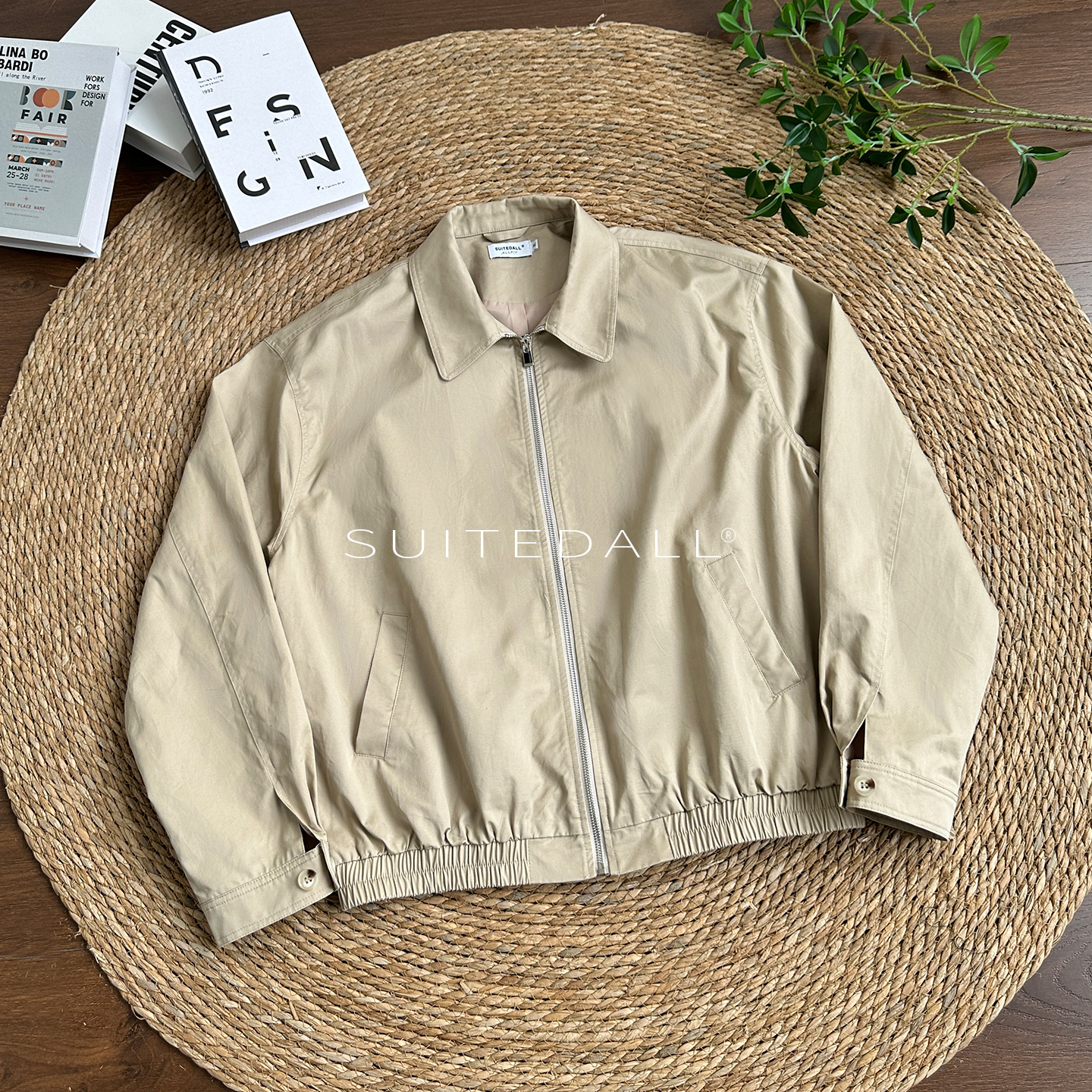 SUITEDALL学院派卡其色哈灵顿夹克 短宽版型通勤休闲百搭外套男女