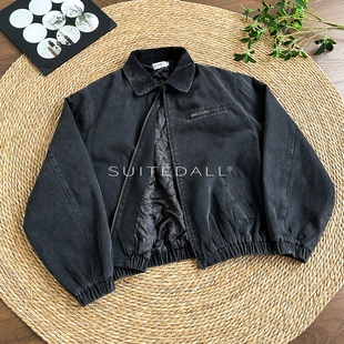 SUITEDALL水洗做旧斜纹牛仔外套 J97短宽加厚翻领百搭棉服冬男女