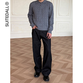 2021M 原色黑牛仔裤 不褪色 ALLFIT 宽松直筒微喇叭百搭牛仔裤 男