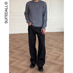 宽松直筒微喇叭百搭牛仔裤 SUITEDALL 不褪色 原色黑牛仔裤 2021M