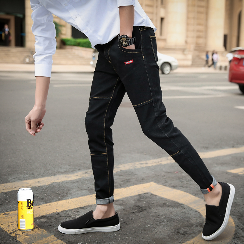 Summer Korean students Slim 9 / 9 small leg jeans mens tight leg 8 / 8 small leg fashion