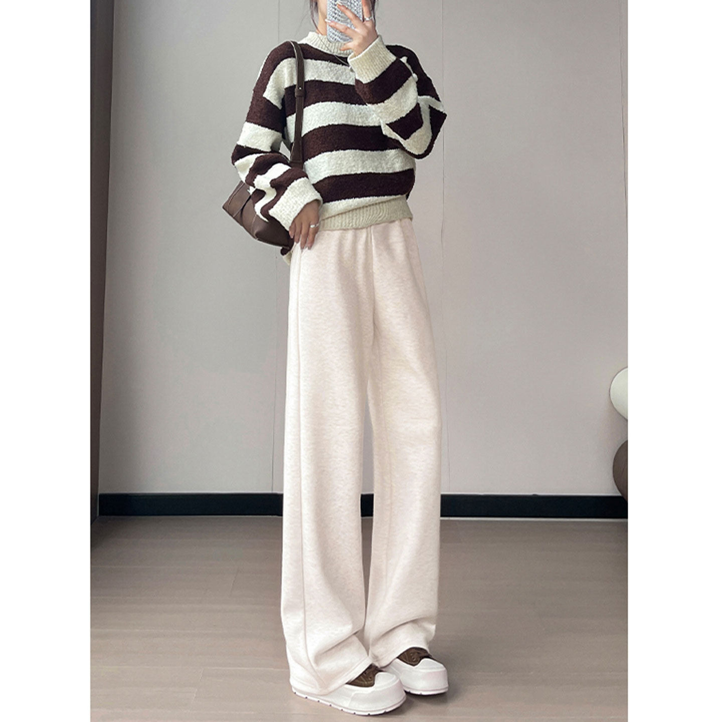 韩系气质羊毛窄版直筒休闲裤子女秋冬新款宽松垂感加绒毛呢阔腿裤,女装/女士精品,休闲裤,淘宝优惠券,粉丝福利购,淘宝优惠卷