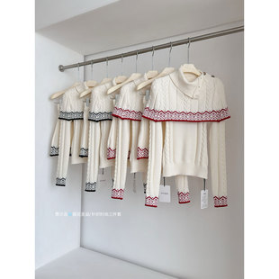 冬季费尔岛提花毛衣+针织半身裙+披肩巨好看冬装套装韩系三件套女