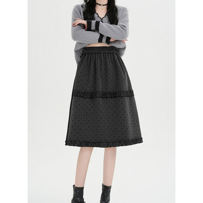【赠运费险】波点毛呢半身裙